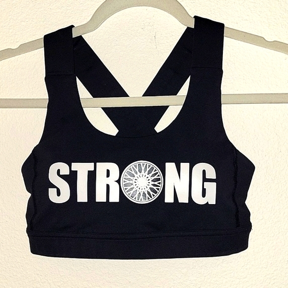 Lululemon All Sport Bra III,with pads, "STRONG" decal, Sz 6, Black, EUC - Picture 1 of 8